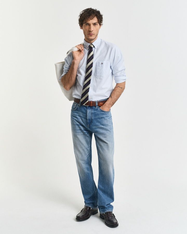 Regular Fit Banker Stripe Oxford Shirt