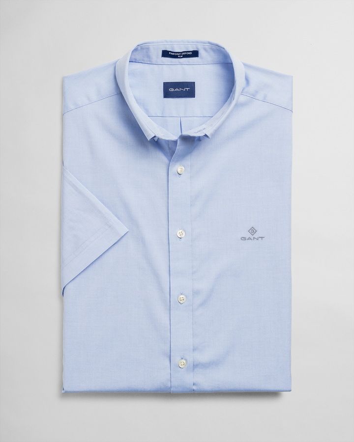 Slim Fit Short Sleeve Pinpoint Oxford Shirt