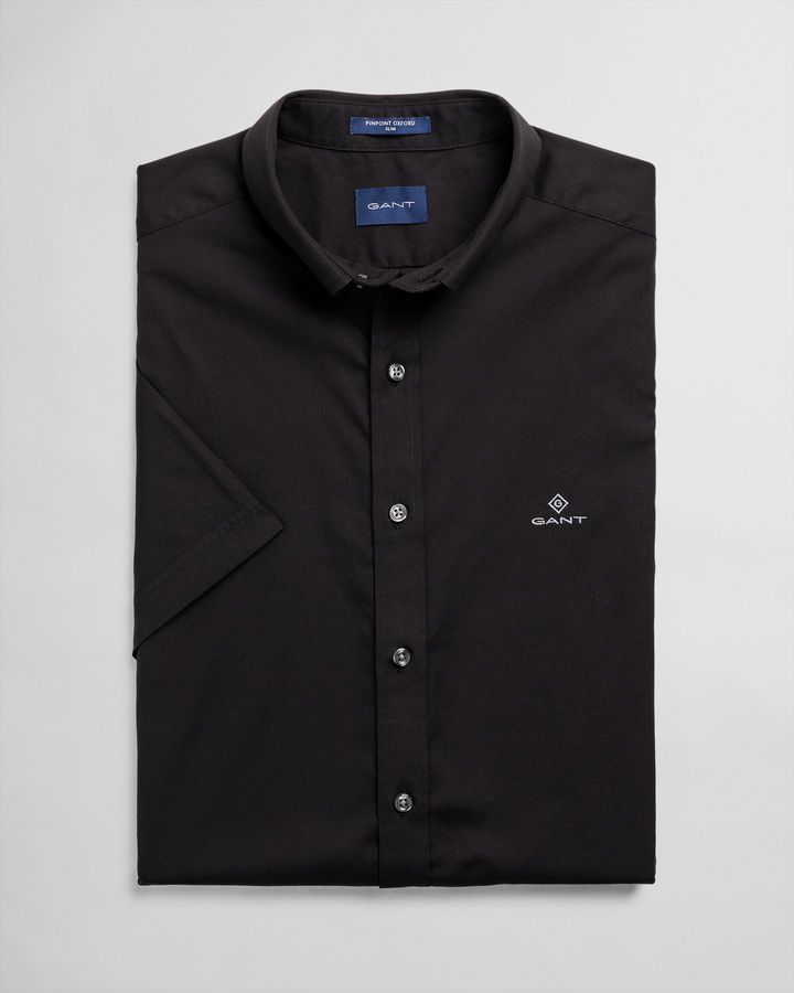 Slim Fit Short Sleeve Pinpoint Oxford Shirt