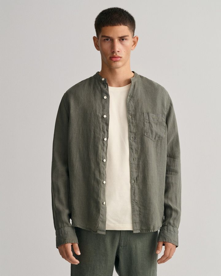 Regular Fit Garment-Dyed Linen Shirt