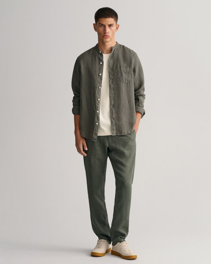 Regular Fit Garment-Dyed Linen Shirt
