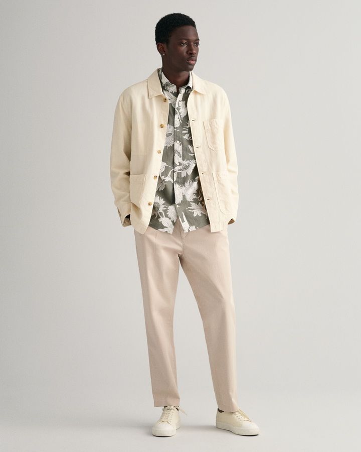 Regular Fit Sunflower Print Cotton Linen Shirt