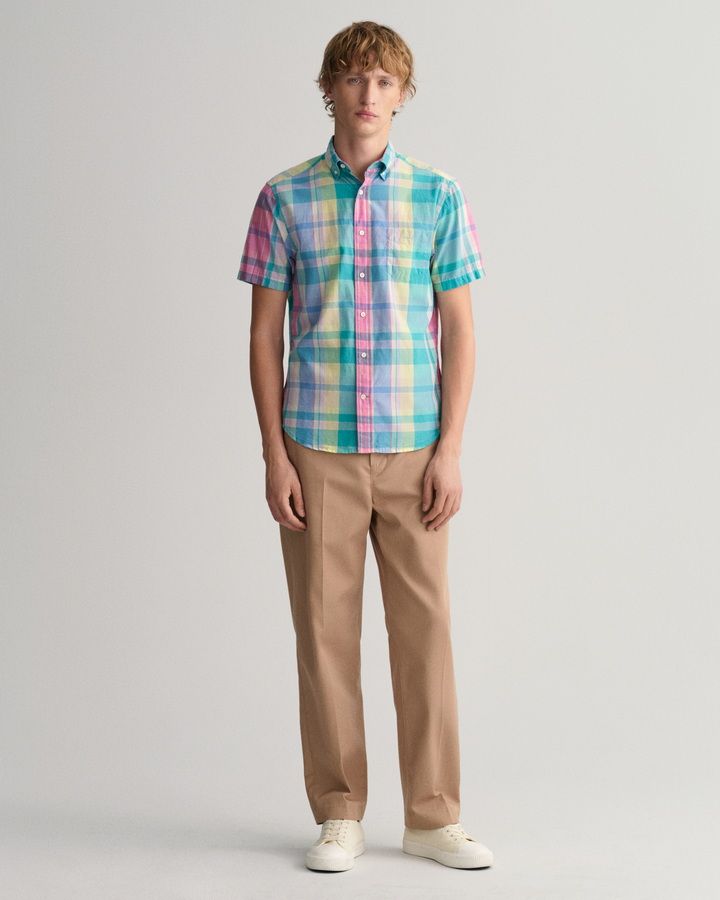 Regular Fit Colorful Madras Short Sleeve Shirt
