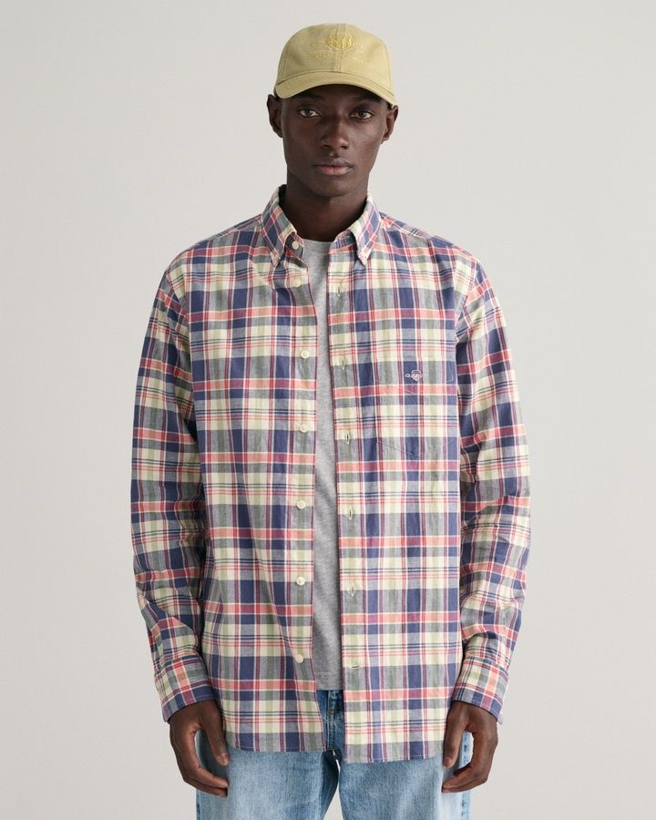 Regular Fit Checked Cotton Linen Shirt