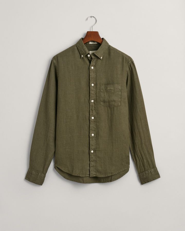Regular Fit Garment-Dyed Linen Shirt