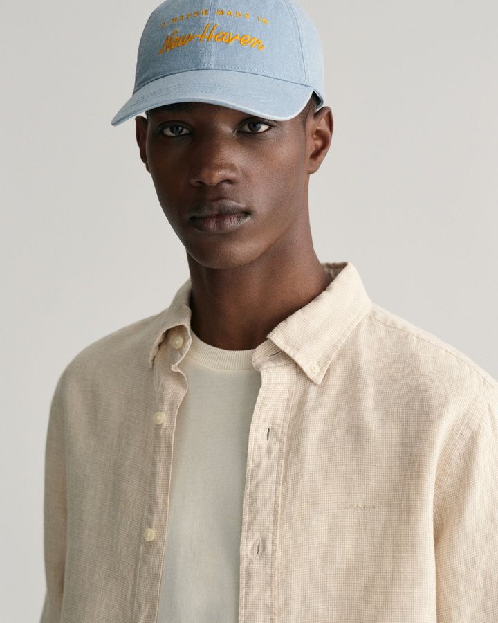 Slim Fit Houndstooth Linen Shirt