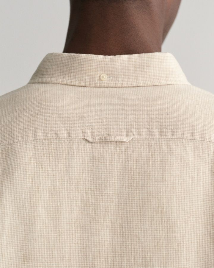 Slim Fit Houndstooth Linen Shirt