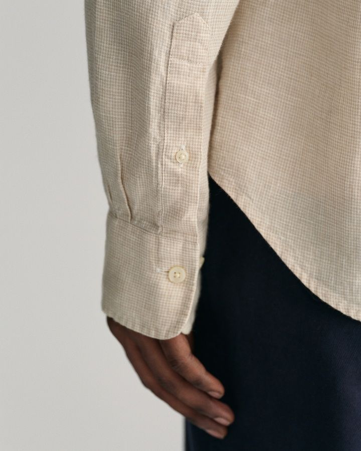 Slim Fit Houndstooth Linen Shirt