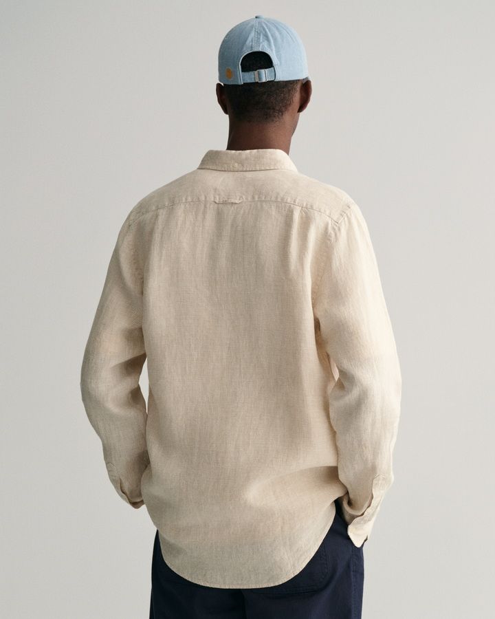 Slim Fit Houndstooth Linen Shirt