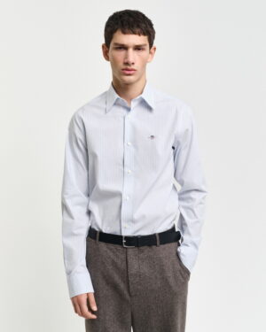 Slim Fit Striped Stretch Poplin Shirt