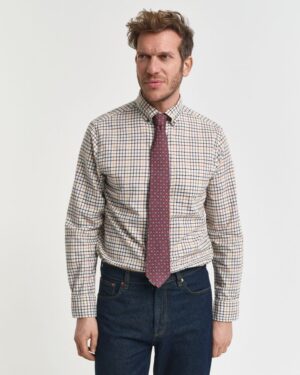Regular Fit Tattersall Checked Twill Shirt