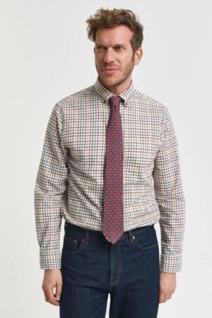 Regular Fit Tattersall Checked Twill Shirt