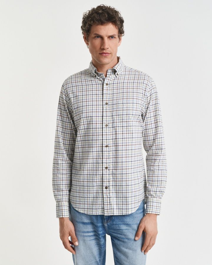 Regular Fit Tattersall Checked Twill Shirt