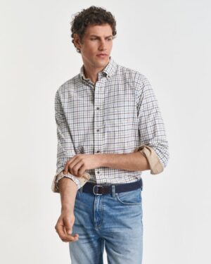 Regular Fit Tattersall Checked Twill Shirt
