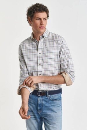 Regular Fit Tattersall Checked Twill Shirt
