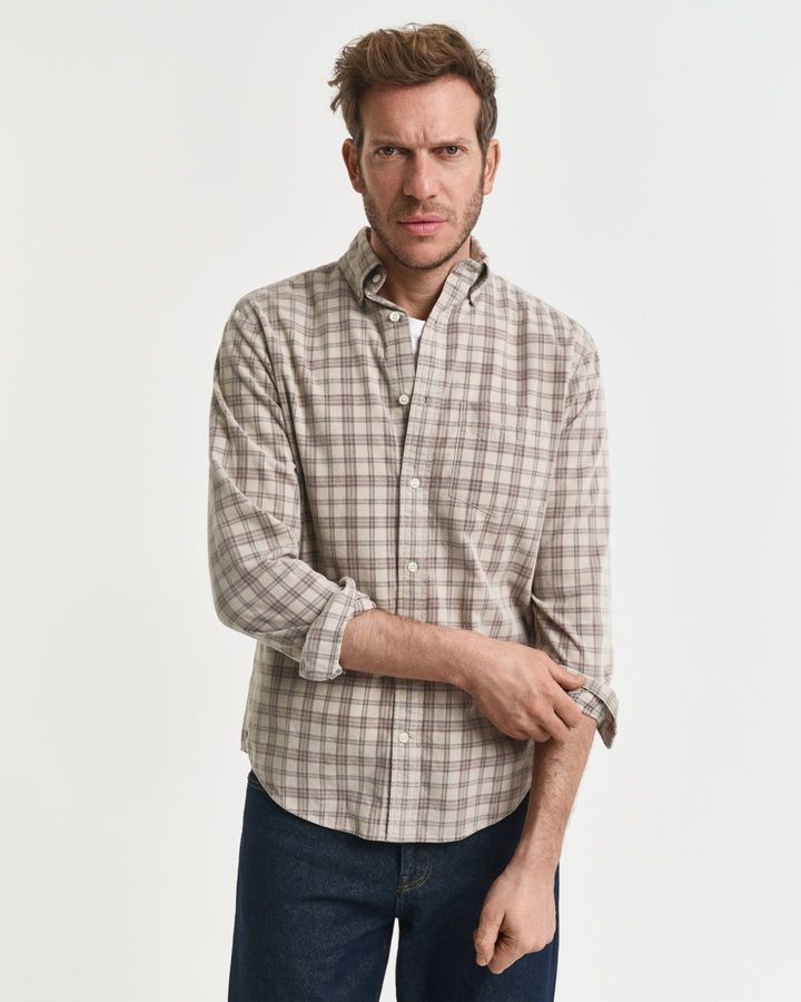 Regular Fit Checked Corduroy Shirt