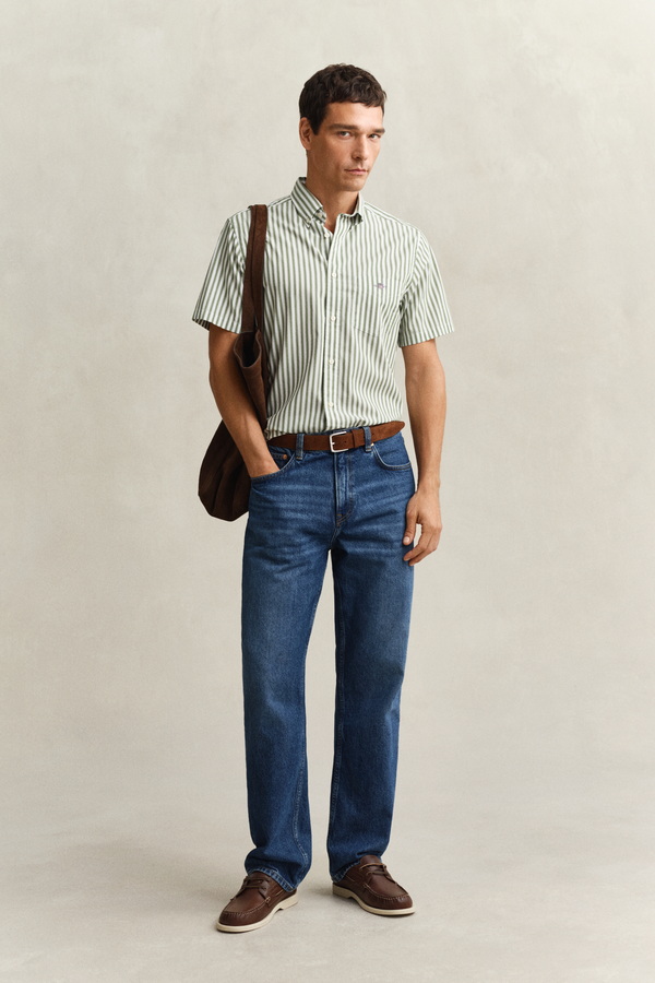 Striped Classic Poplin Short Sleeve Shirt