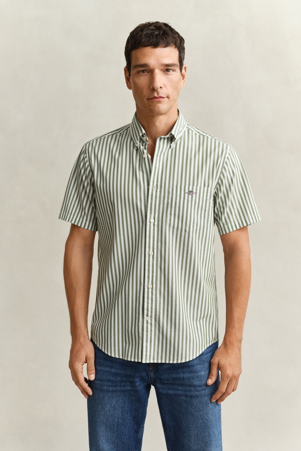 Striped Classic Poplin Short Sleeve Shirt