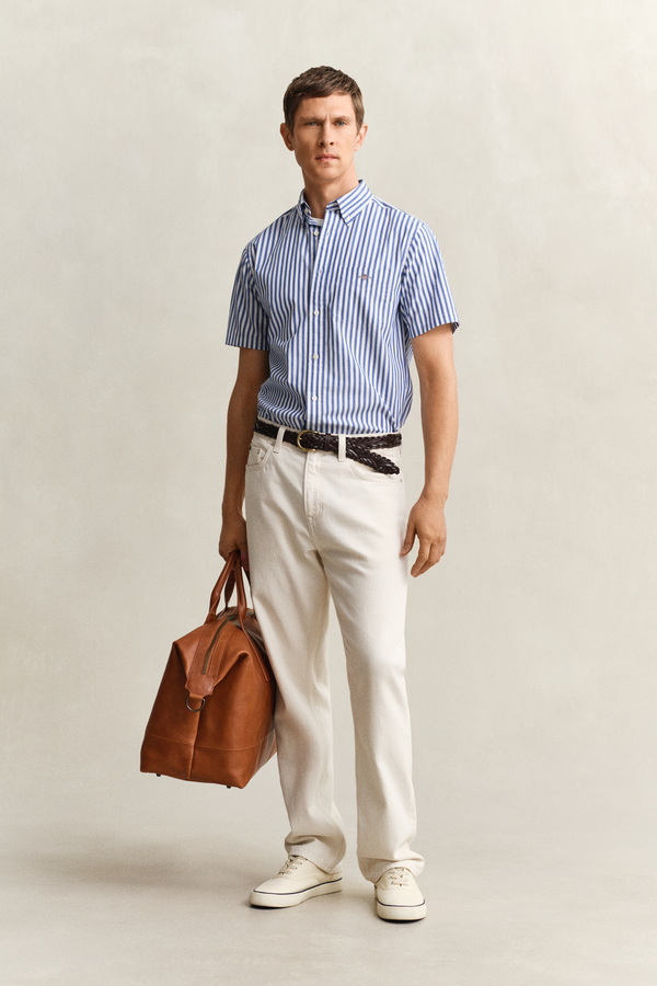 Striped Classic Poplin Short Sleeve Shirt