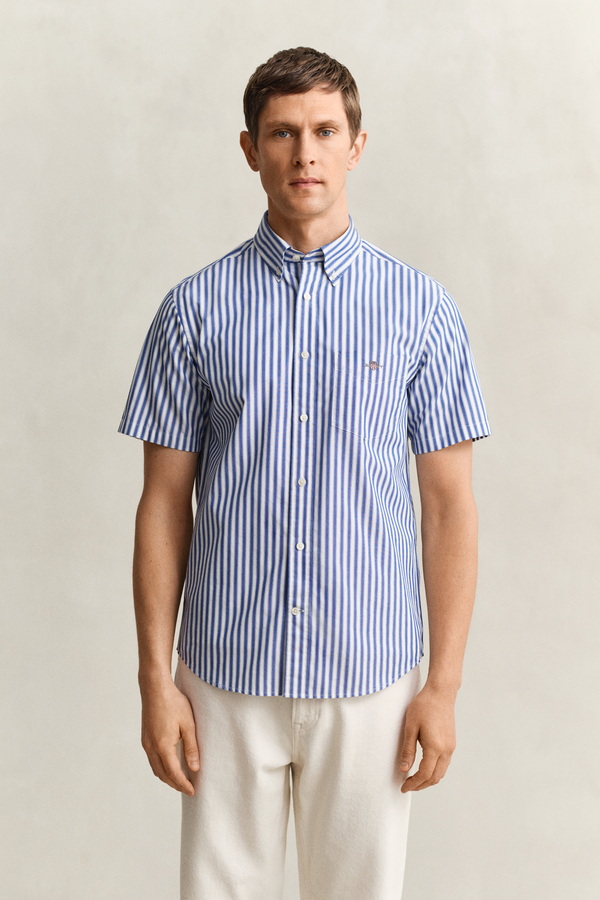 Striped Classic Poplin Short Sleeve Shirt