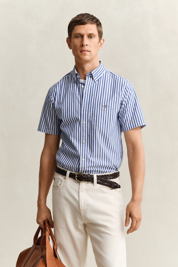 Striped Classic Poplin Short Sleeve Shirt