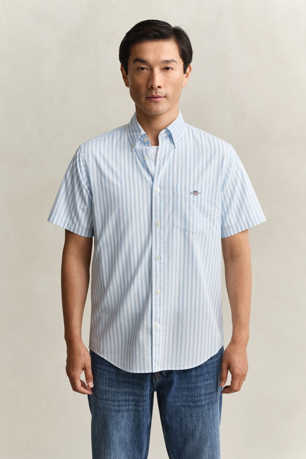 Striped Classic Poplin Short Sleeve Shirt
