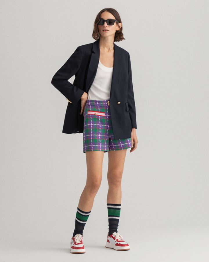 High-Waisted Tweed Shorts