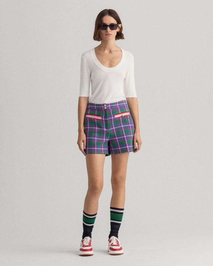 High-Waisted Tweed Shorts