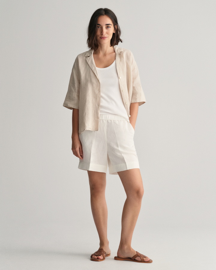Relaxed Fit Linen Blend Pull-On Shorts