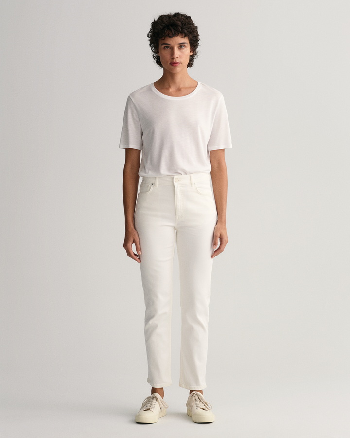 White Cropped Slim Fit Jeans