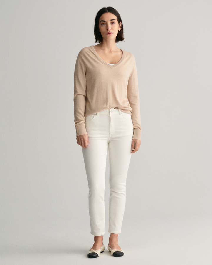 Slim Fit Cropped White Jeans