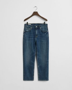 Cropped Straight Leg Stretch Jeans