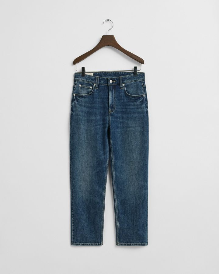 Cropped Straight Leg Stretch Jeans
