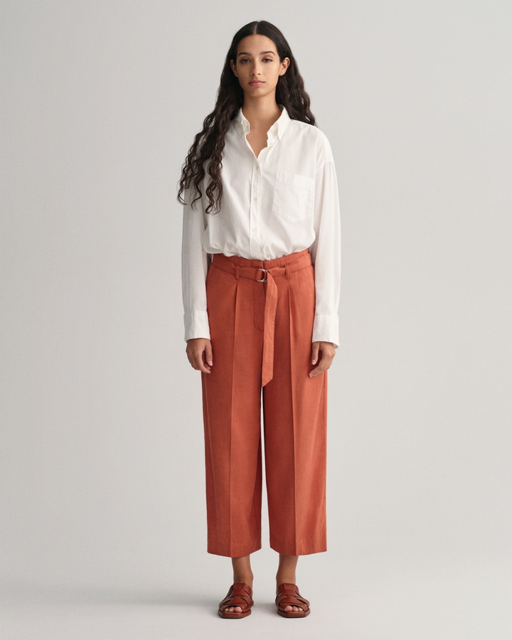 Wide Leg Cropped Belted Pants