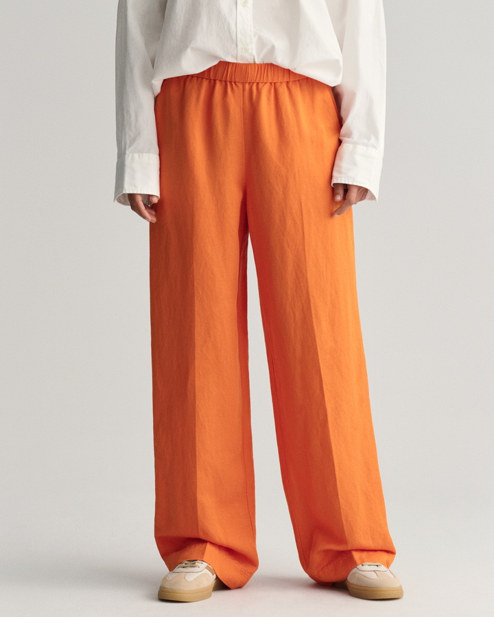 Relaxed Fit Linen Blend Pull-On Pants