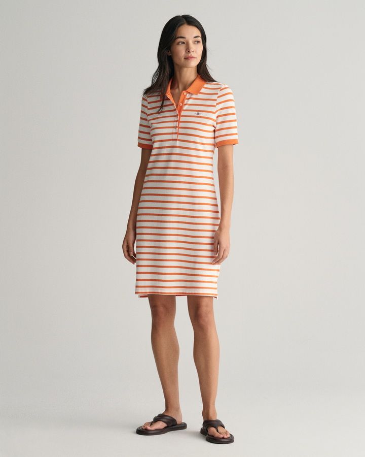 Striped Shield Pique Polo Dress