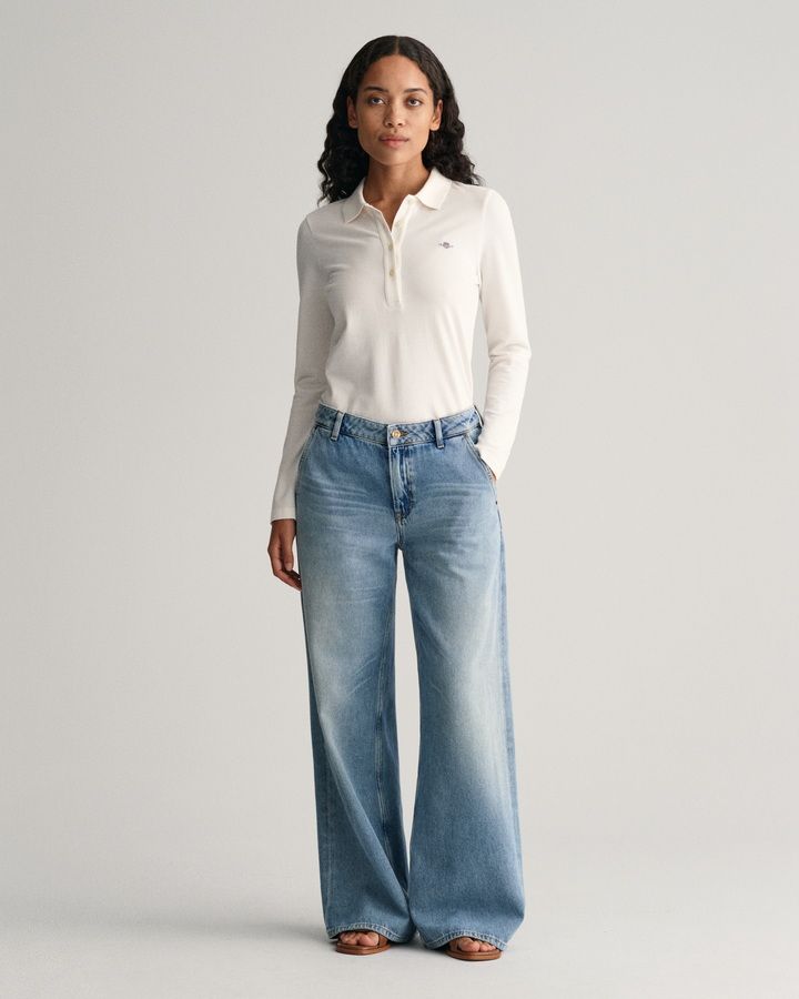 Shield Long Sleeve Pique Polo Shirt