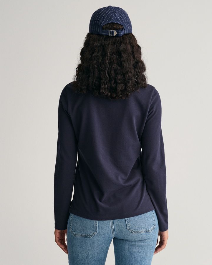 Shield Long Sleeve Pique Polo Shirt