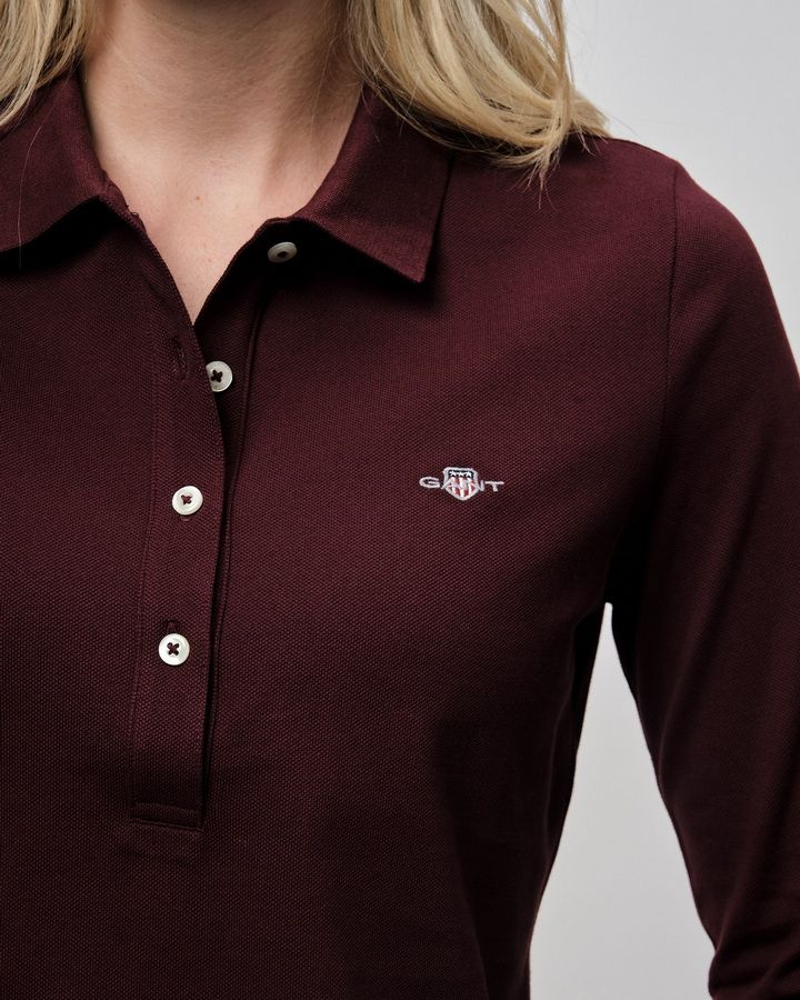 Shield Long Sleeve Pique Polo Shirt