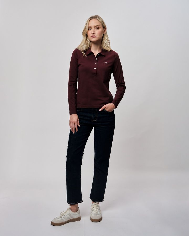 Shield Long Sleeve Pique Polo Shirt