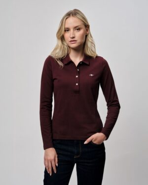 Shield Long Sleeve Pique Polo Shirt