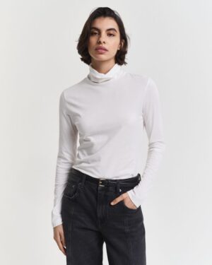 Lightweight Cotton Turtleneck Top