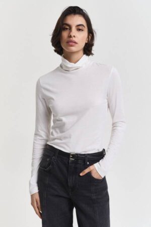 Lightweight Cotton Turtleneck Top