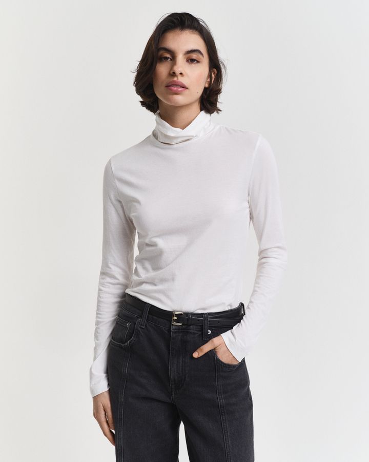 Lightweight Cotton Turtleneck Top