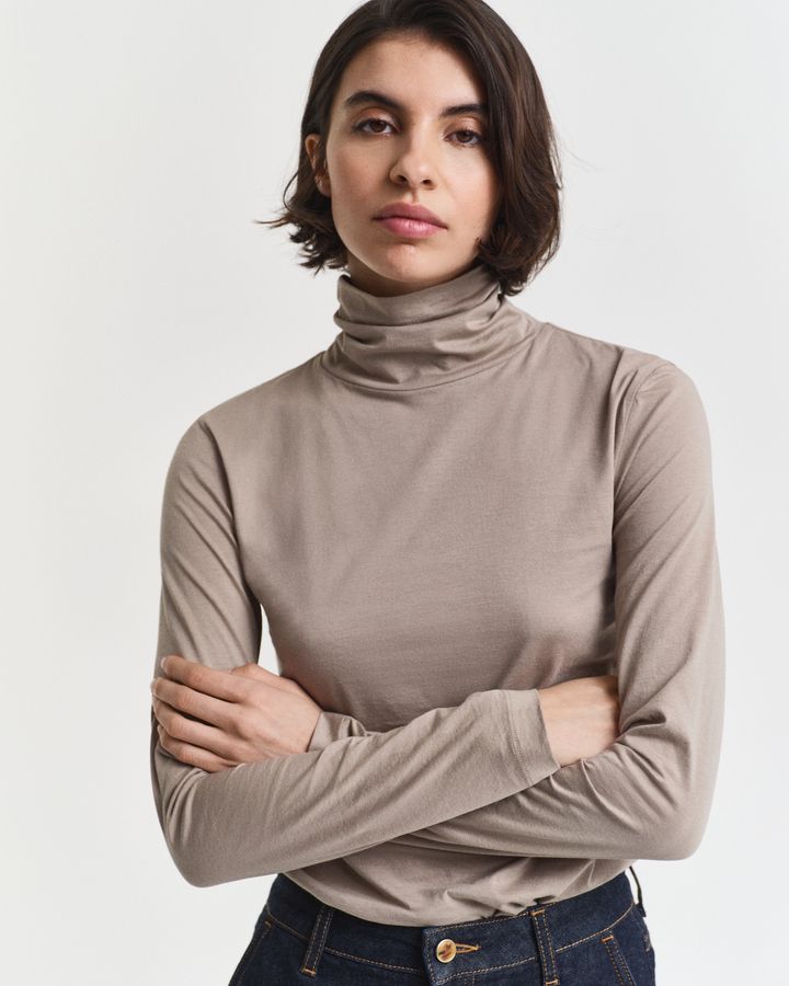 Lightweight Cotton Turtleneck Top