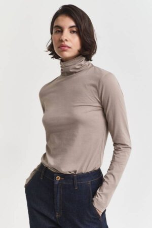 Lightweight Cotton Turtleneck Top