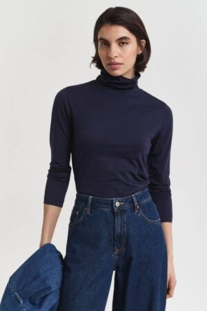 Lightweight Cotton Turtleneck Top