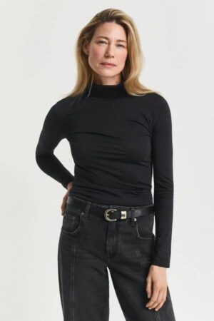 Lightweight Cotton Turtleneck Top