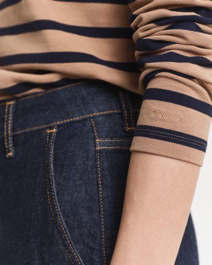 REG BRETON STRIPED LS PIQUE POLO