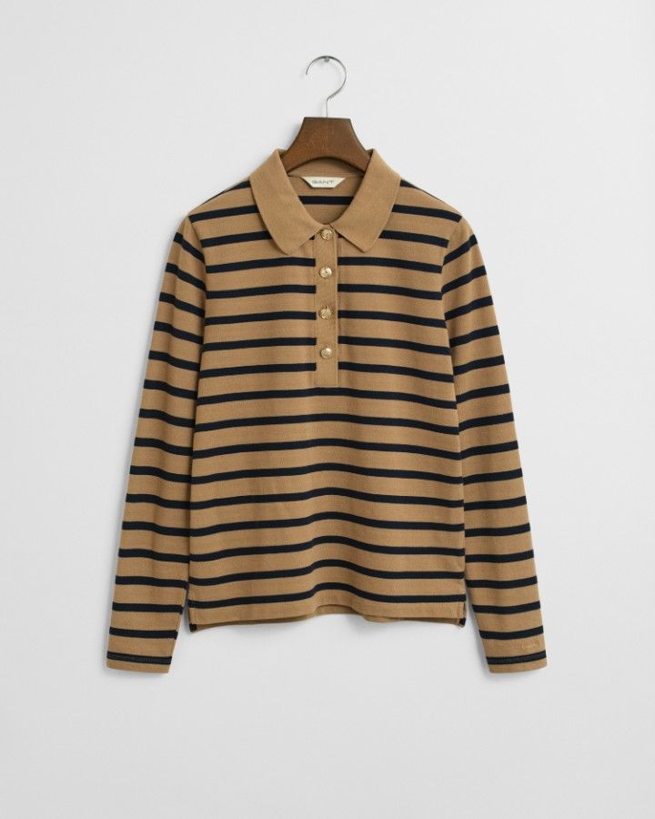 REG BRETON STRIPED LS PIQUE POLO